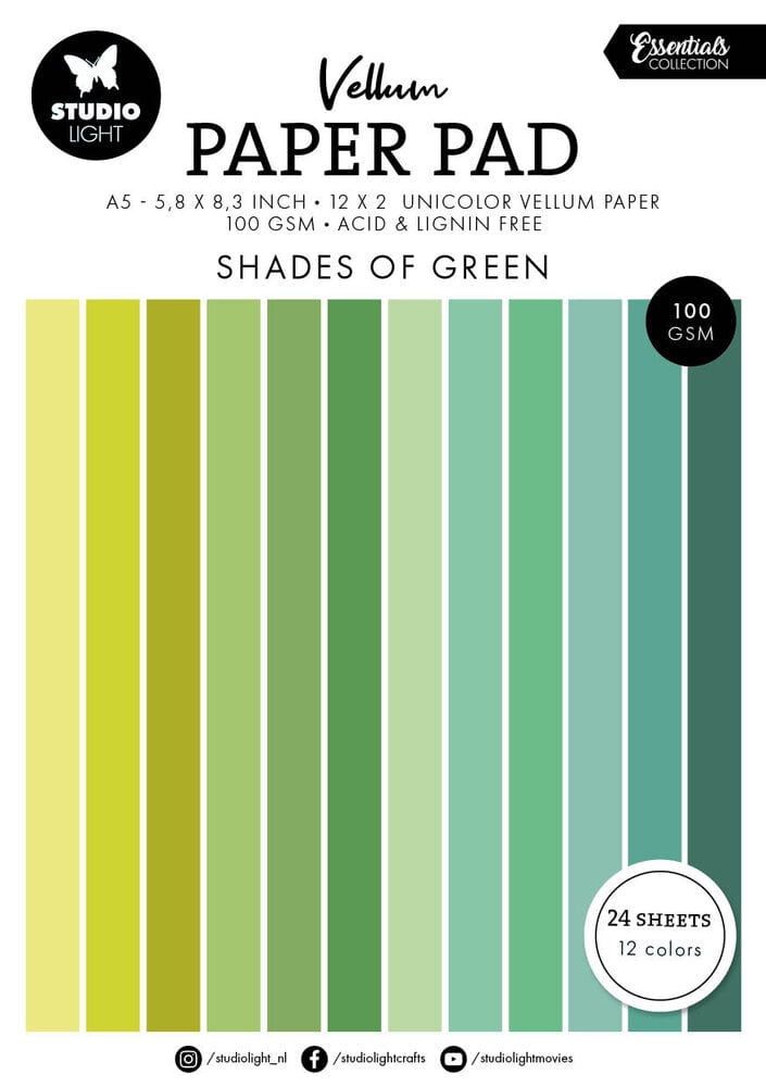 Studio Light - Shades of Green A5 Essentials Vellum A5 Paper Pad