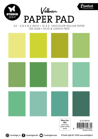 Studio Light - Shades of Green Essentials Vellum Paper Pad A5
