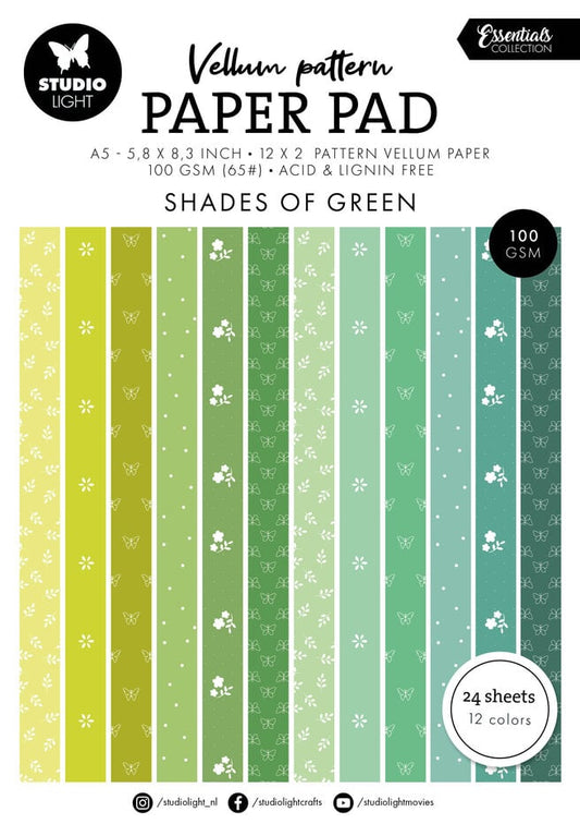 Studio Light - Shades of Green Vellum Pattern Paper Pad A5
