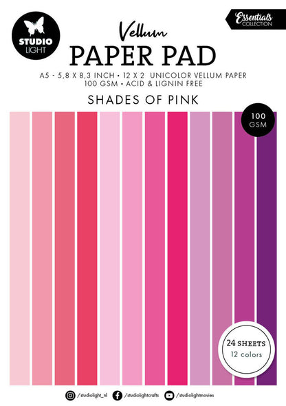 Studio Light - Shades of Pink Essentials Vellum Paper Pad A5