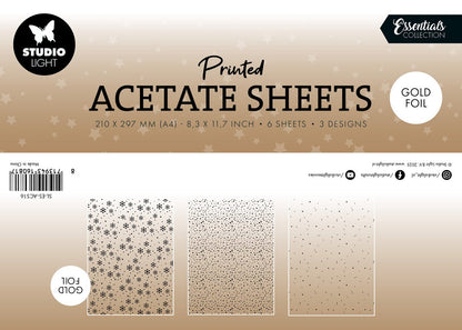 Studio Light - Snowflakes Gold Christmas Acetate Sheet (6pcs)