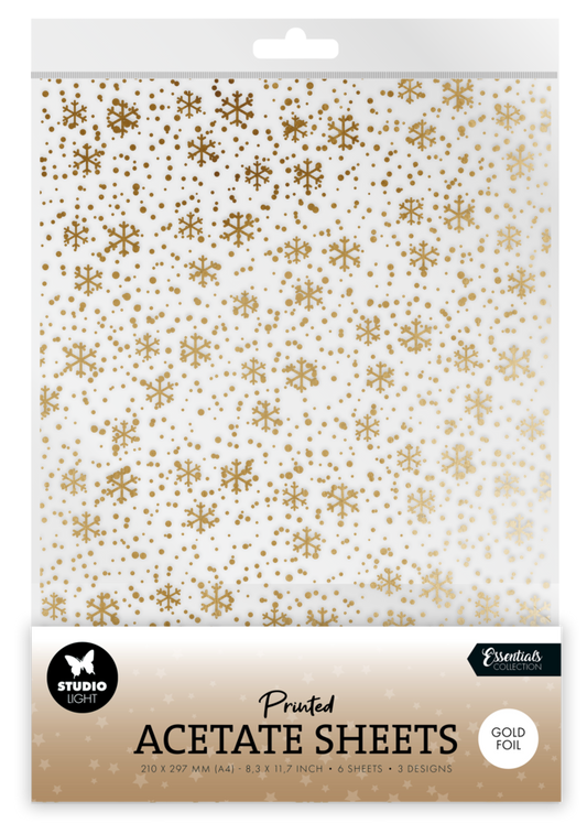 Studio Light - Snowflakes Gold Christmas Acetate Sheet (6pcs)