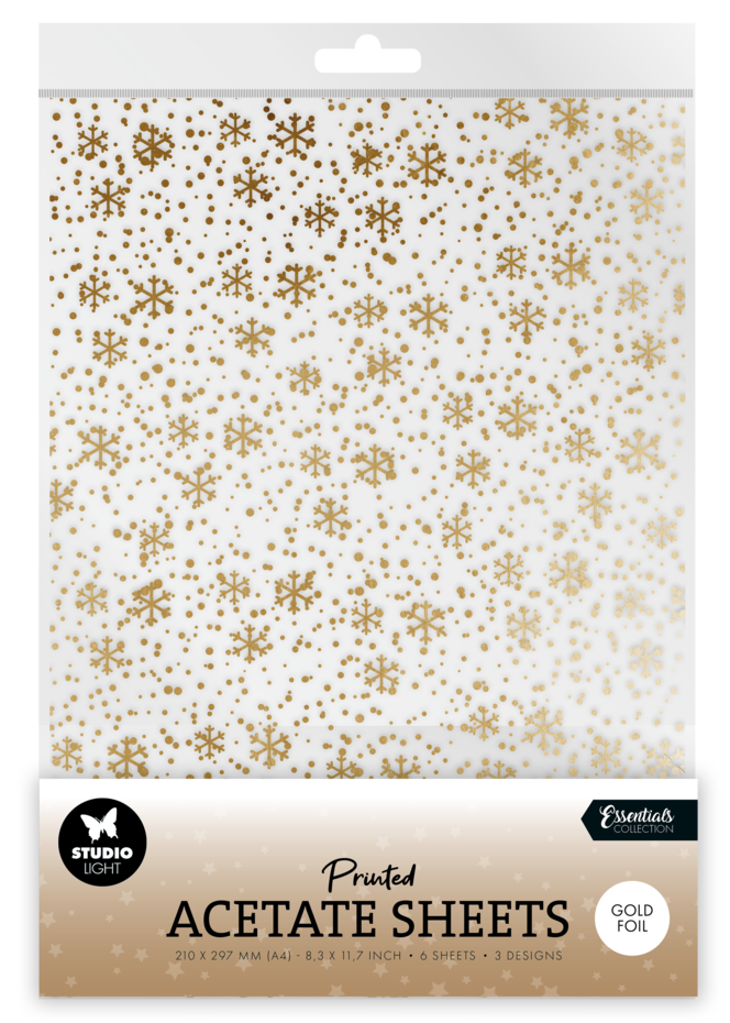 Studio Light - Snowflakes Gold Christmas Acetate Sheet (6pcs)