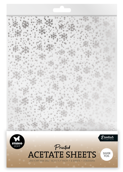 Studio Light - Snowflakes Silver Christmas Acetate Sheet (6 pcs)