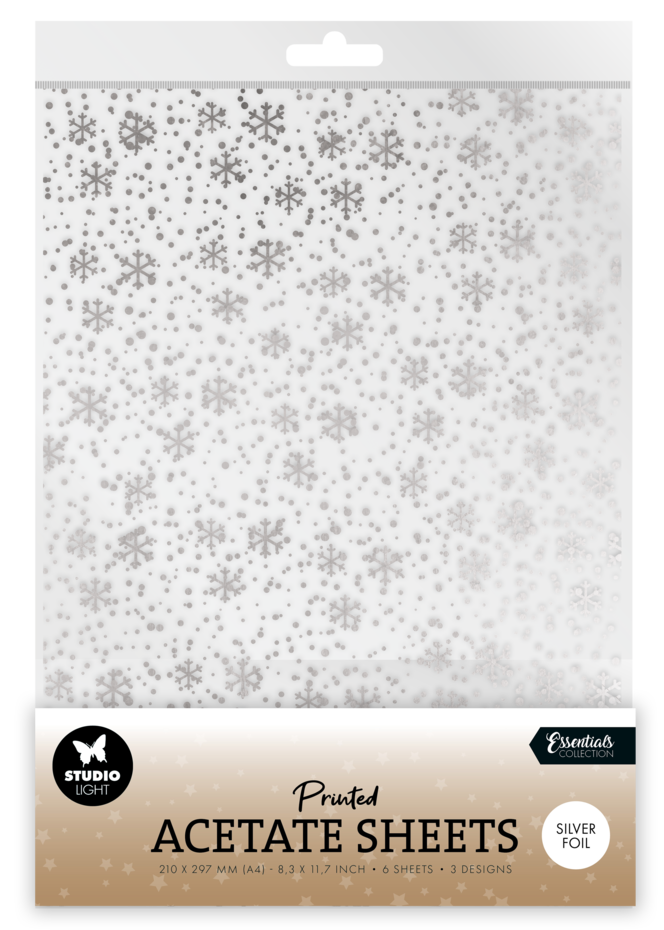 Studio Light - Snowflakes Silver Christmas Acetate Sheet (6 pcs)