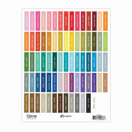 Ranger - Tim Holtz Distress® Ink Pad Label Sheet - White Printing