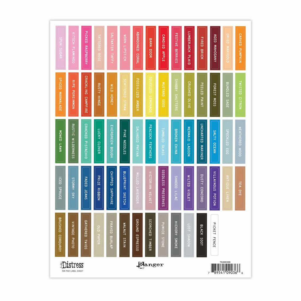 Ranger - Tim Holtz Distress® Ink Pad Label Sheet - White Printing