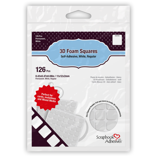 Scrapbook Adhesives - 3D Foam Squares White Regular (126pcs)