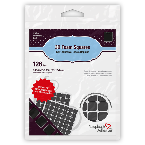 Scrapbook Adhesives - 3D Foam Squares Black Regular (126pcs)