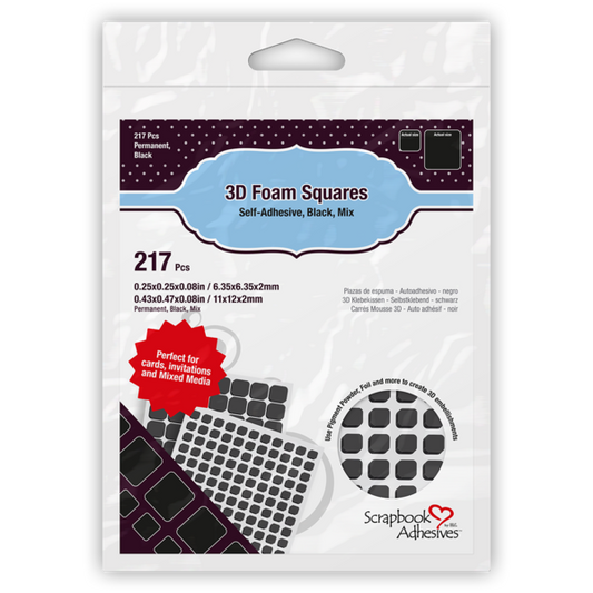 Scrapbook Adhesives - 3D Foam Squares Black Mix (217pcs)