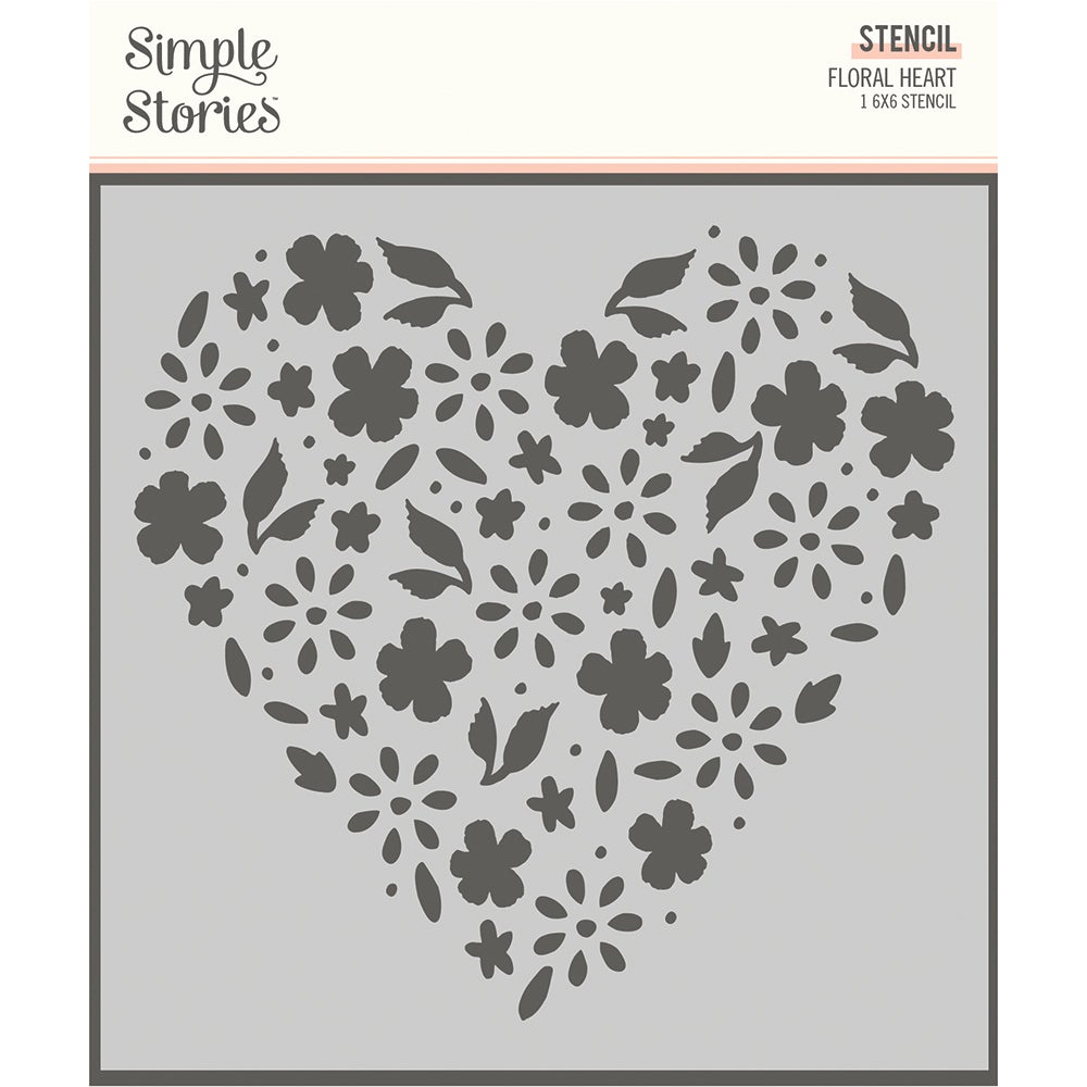 Simple Stories - Happy Hearts Stencil Floral Heart