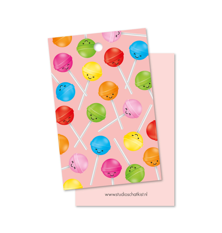 Studio Schatkist - Gift Tag Lollipop Pattern Pink
