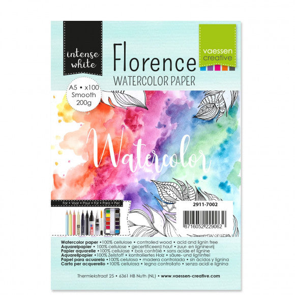 Vaessen Creative - Florence 200g Watercolor Paper Smooth White A5 (100pcs)