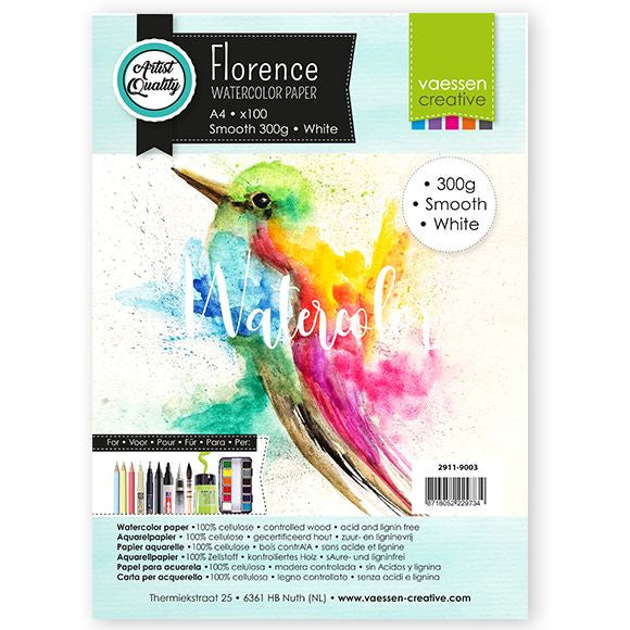 Vaessen Creative - Florence 300g Aquarelpapier Smooth White A4 (100pcs)