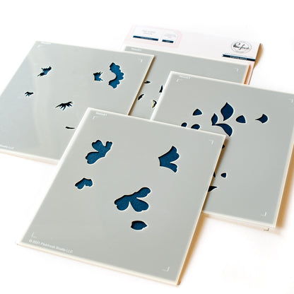 Pinkfresh Studio - Folk Floral Stem Coloring Stencils (4pcs)