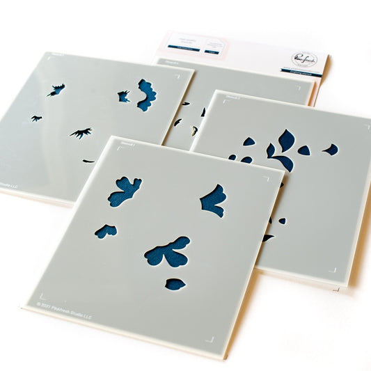 Pinkfresh Studio - Folk Floral Stem Coloring Stencils (4pcs)
