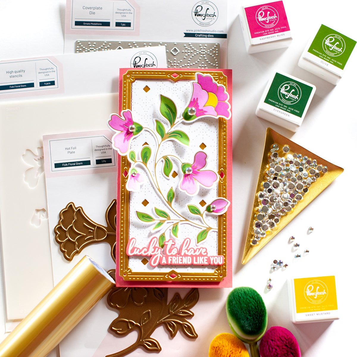 Pinkfresh Studio - Folk Floral Stem Coloring Stencils (4pcs)