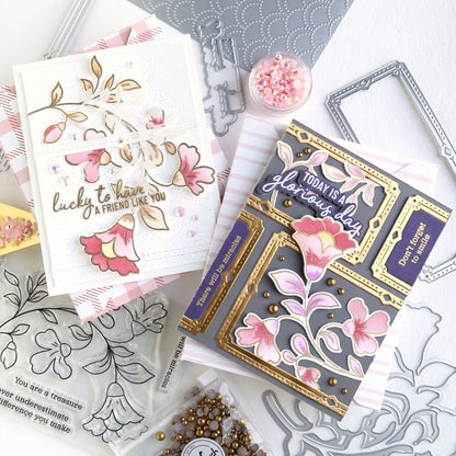 Pinkfresh Studio - Folk Floral Stem Coloring Stencils (4pcs)