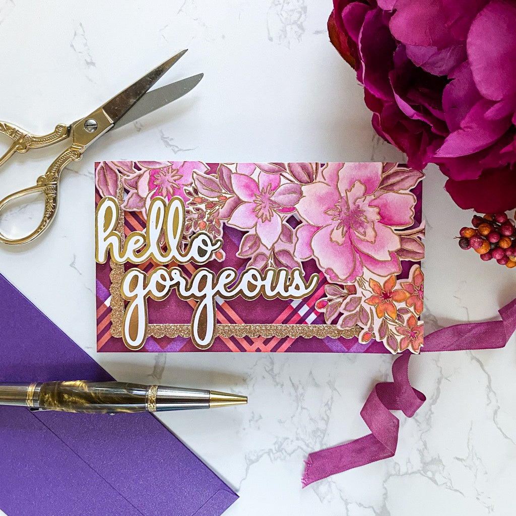 SET DEAL: Pinkfresh Studio - Phrase Builder Hello Hot Foil Plate + Die Set