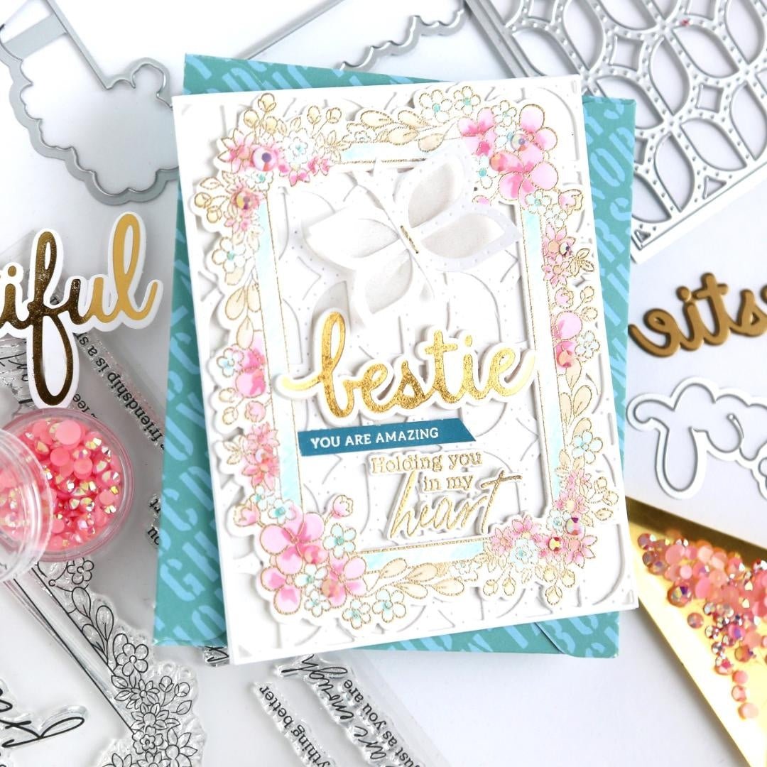 SET DEAL: Pinkfresh Studio - Phrase Builder Hello Hot Foil Plate + Die Set