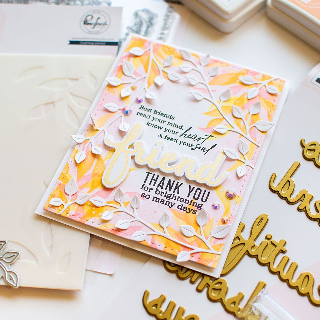SET DEAL: Pinkfresh Studio - Phrase Builder Hello Hot Foil Plate + Die Set