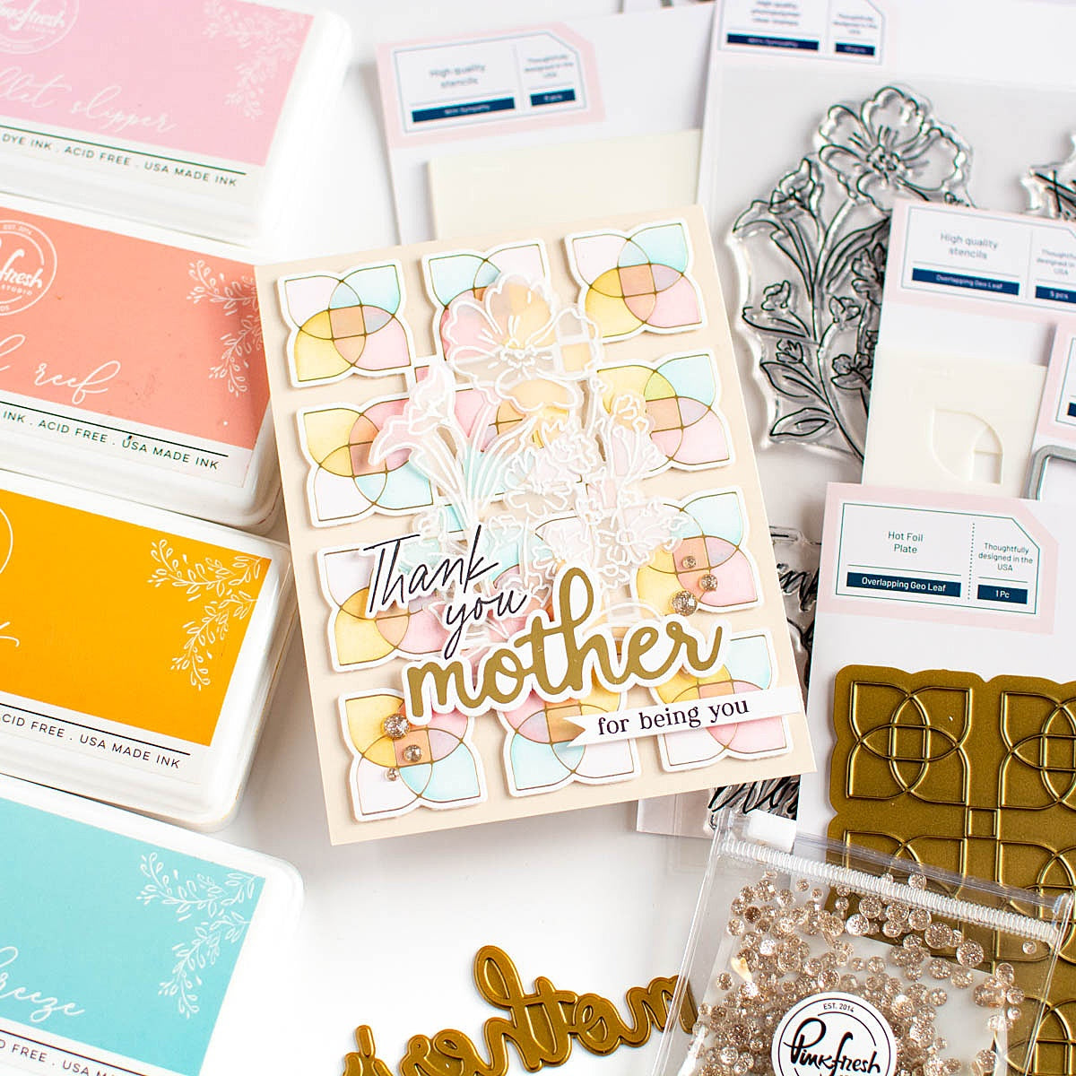SET DEAL: Pinkfresh Studio - Phrase Builder: Happy Hot Foil Plate + Die Set
