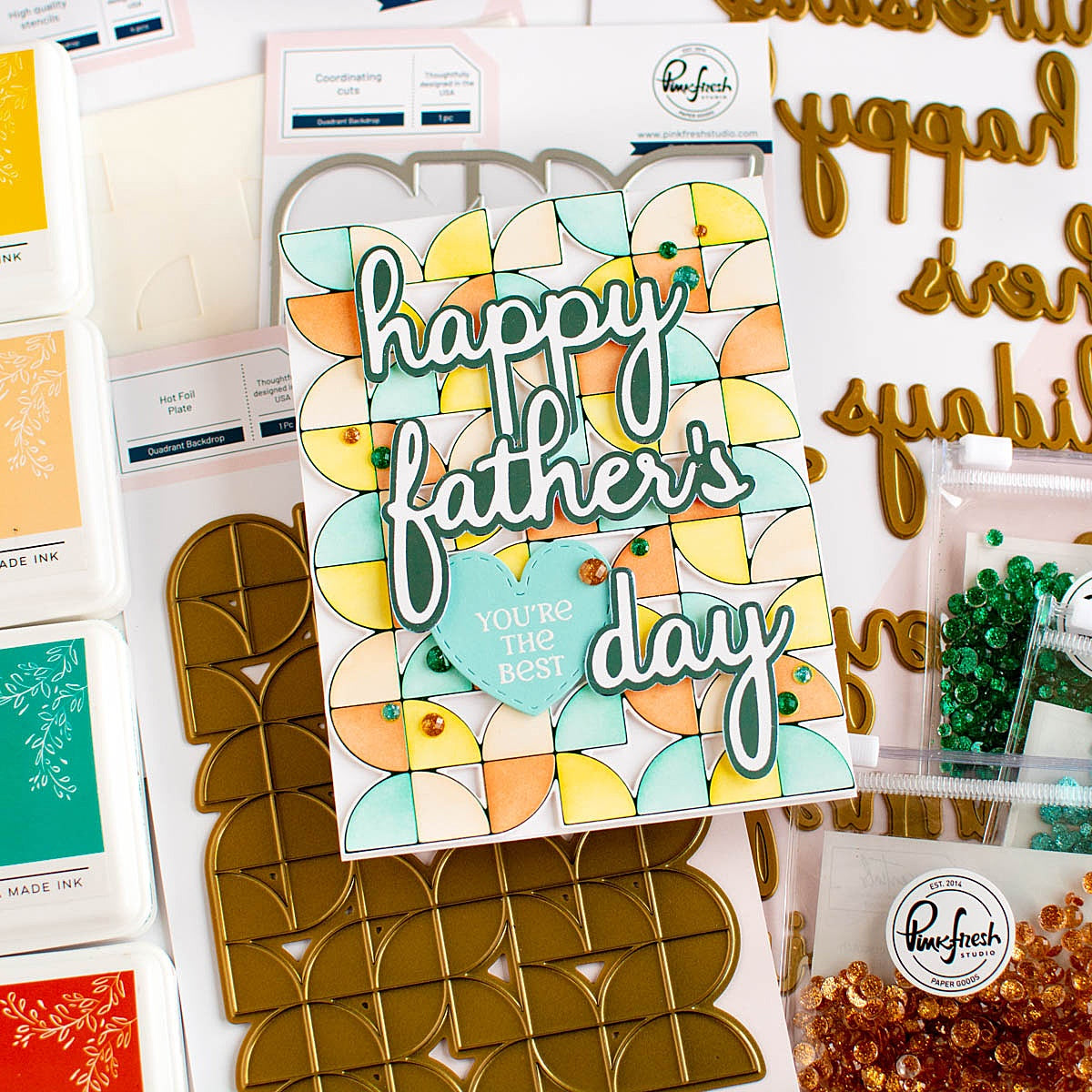 SET DEAL: Pinkfresh Studio - Phrase Builder: Happy Hot Foil Plate + Die Set