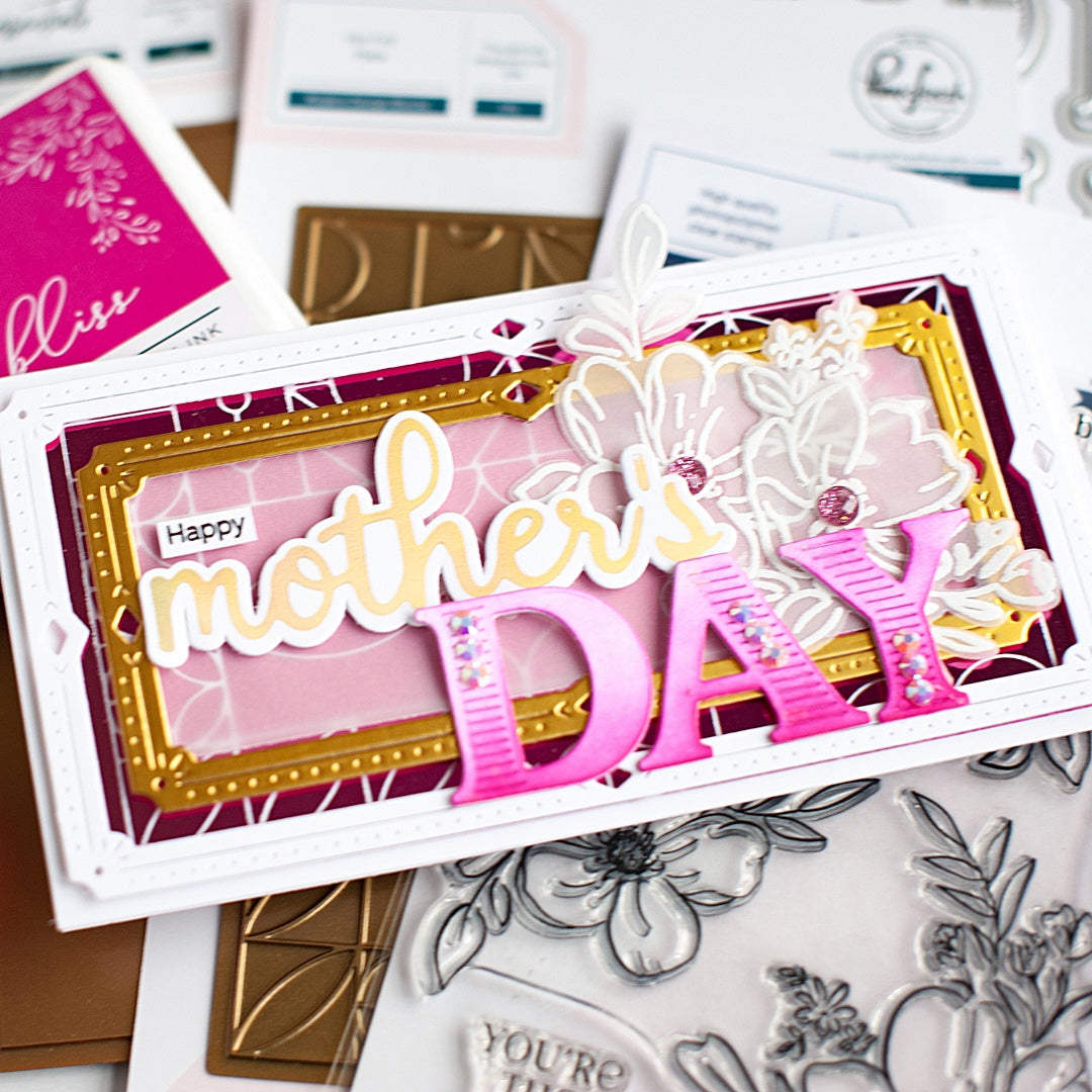 SET DEAL: Pinkfresh Studio - Phrase Builder: Happy Hot Foil Plate + Die Set
