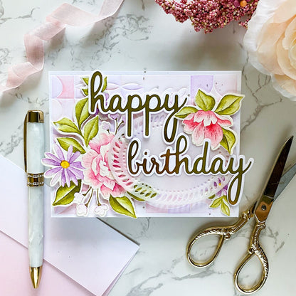 SET DEAL: Pinkfresh Studio - Phrase Builder: Happy Hot Foil Plate + Die Set