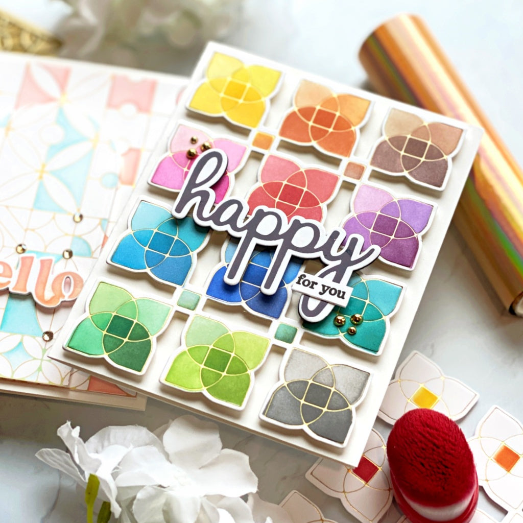 SET DEAL: Pinkfresh Studio - Phrase Builder: Happy Hot Foil Plate + Die Set