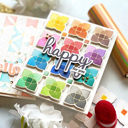 SET DEAL: Pinkfresh Studio - Phrase Builder: Happy Hot Foil Plate + Die Set