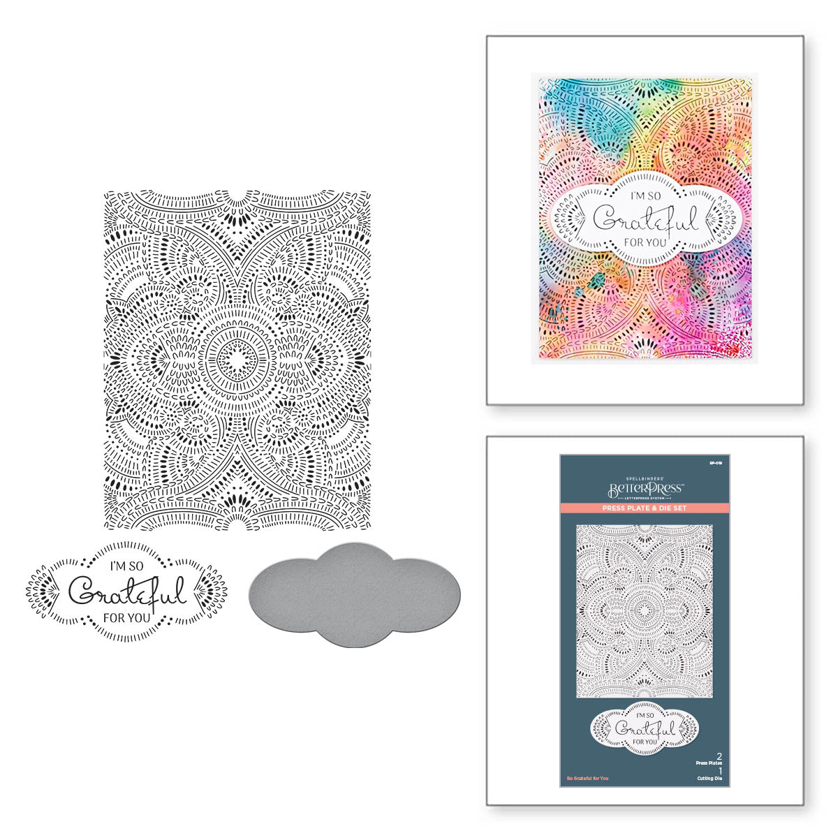 Spellbinders - BetterPress So Grateful For You Press Plate & Die