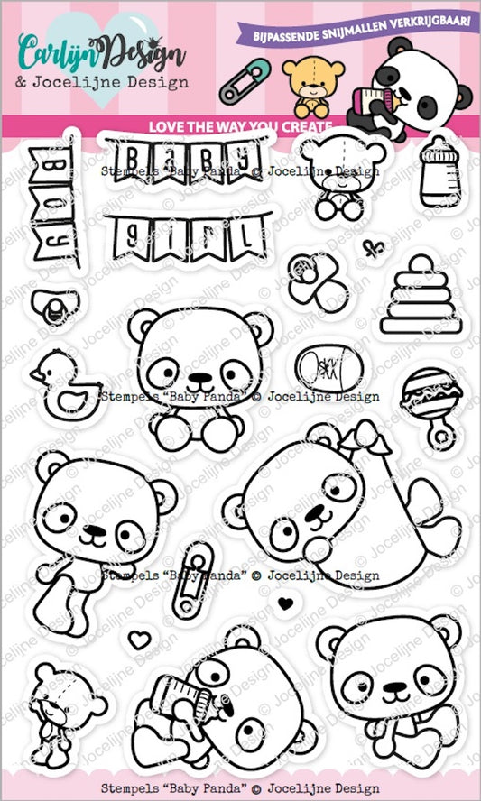 SET DEAL: Jocelijne Design - Baby Panda Clear Stamps + Metal Dies