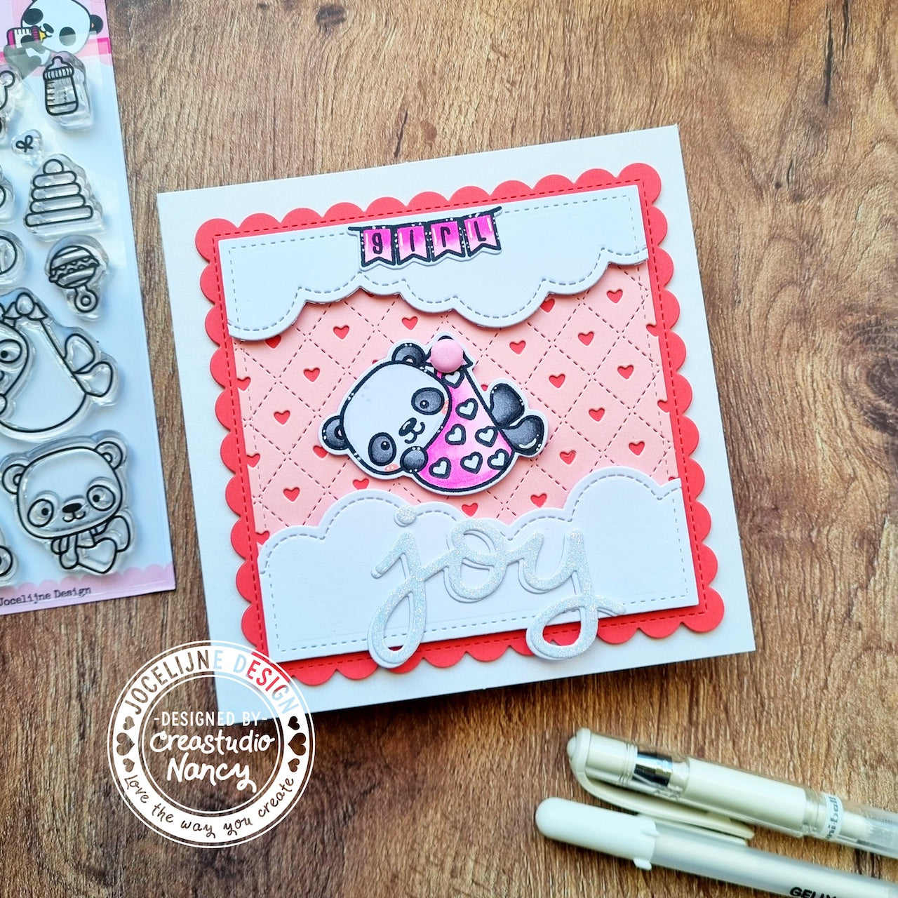 SET DEAL: Jocelijne Design - Baby Panda Clear Stamps + Metal Dies