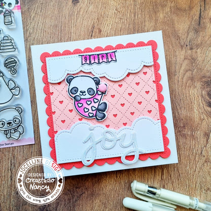 SET DEAL: Jocelijne Design - Baby Panda Clear Stamps + Metal Dies