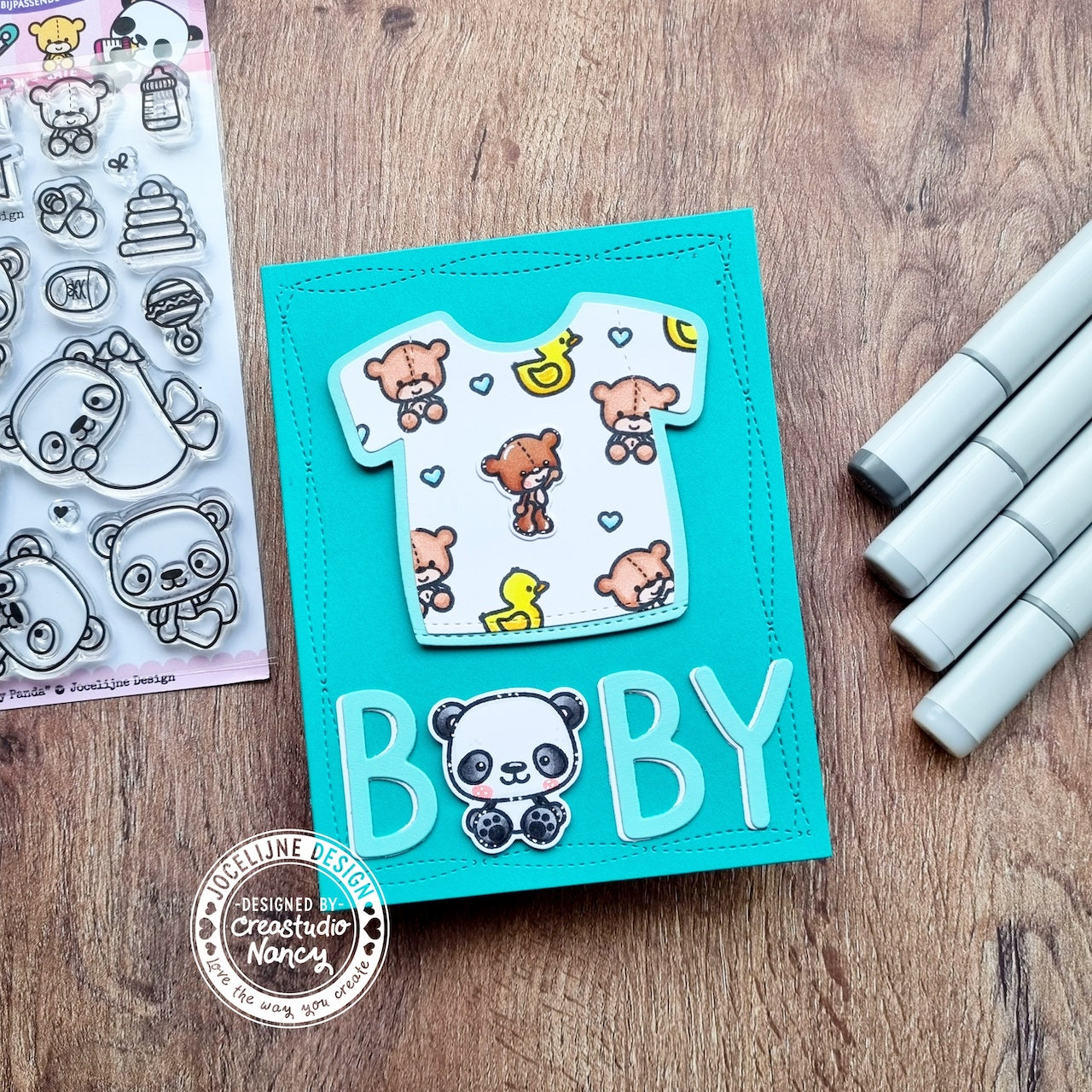 SET DEAL: Jocelijne Design - Baby Panda Clear Stamps + Metal Dies