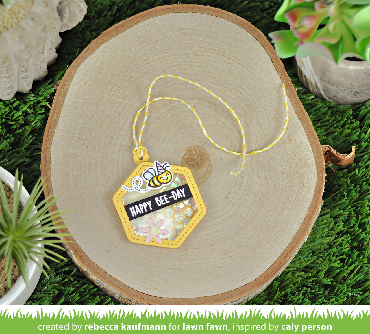 Lawn Fawn - Honeycomb Shaker Gift Tag