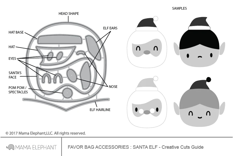 Mama Elephant - Favor Bag Accessory - Santa Elf - Creative Cuts