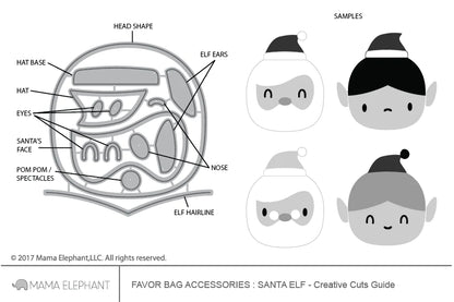 Mama Elephant - Favor Bag Accessory - Santa Elf - Creative Cuts