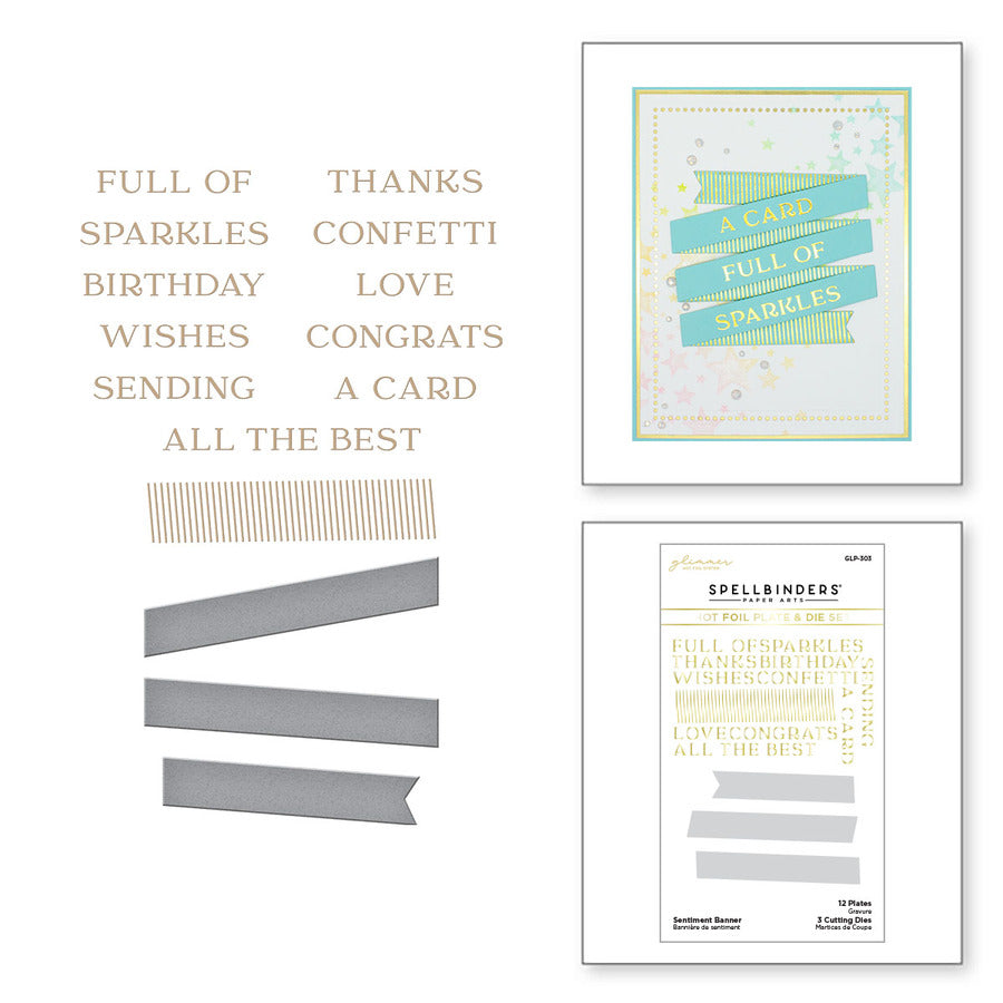 Spellbinders - Sentiment Banner Glimmer Hot Foil Plate & Die