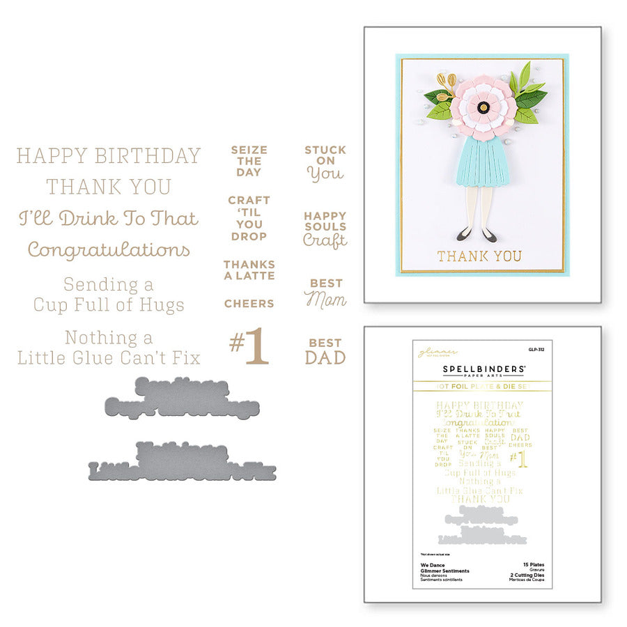 Spellbinders - We Dance Glimmer Sentiments Glimmer Hot Foil Plate & Die