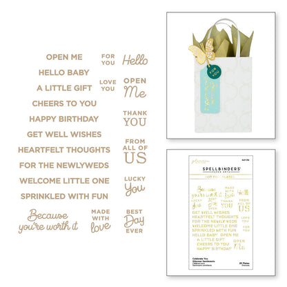 Spellbinders - Celebrate You Glimmer Sentiments Glimmer Hot Foil Plate