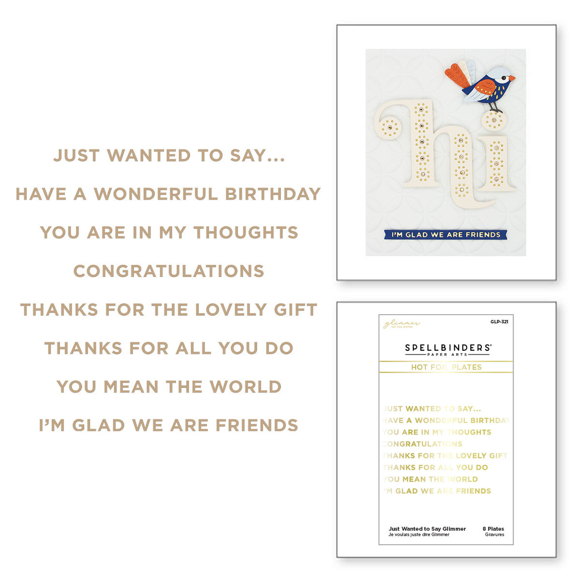 Spellbinders - Just Wanted To Say Glimmer Hot Foil Plate