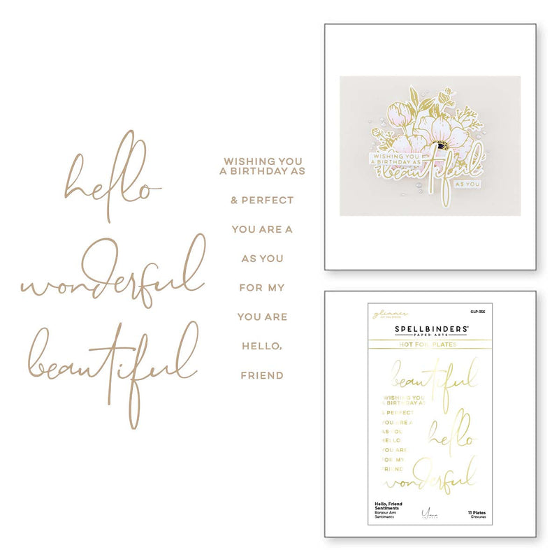 Spellbinders - Hello, Friend Sentiments Glimmer Hot Foil Plate