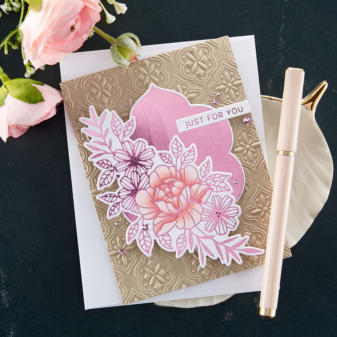 Spellbinders - Glimmer Essential Solid Floral Reflection Glimmer Hot Foil Plate