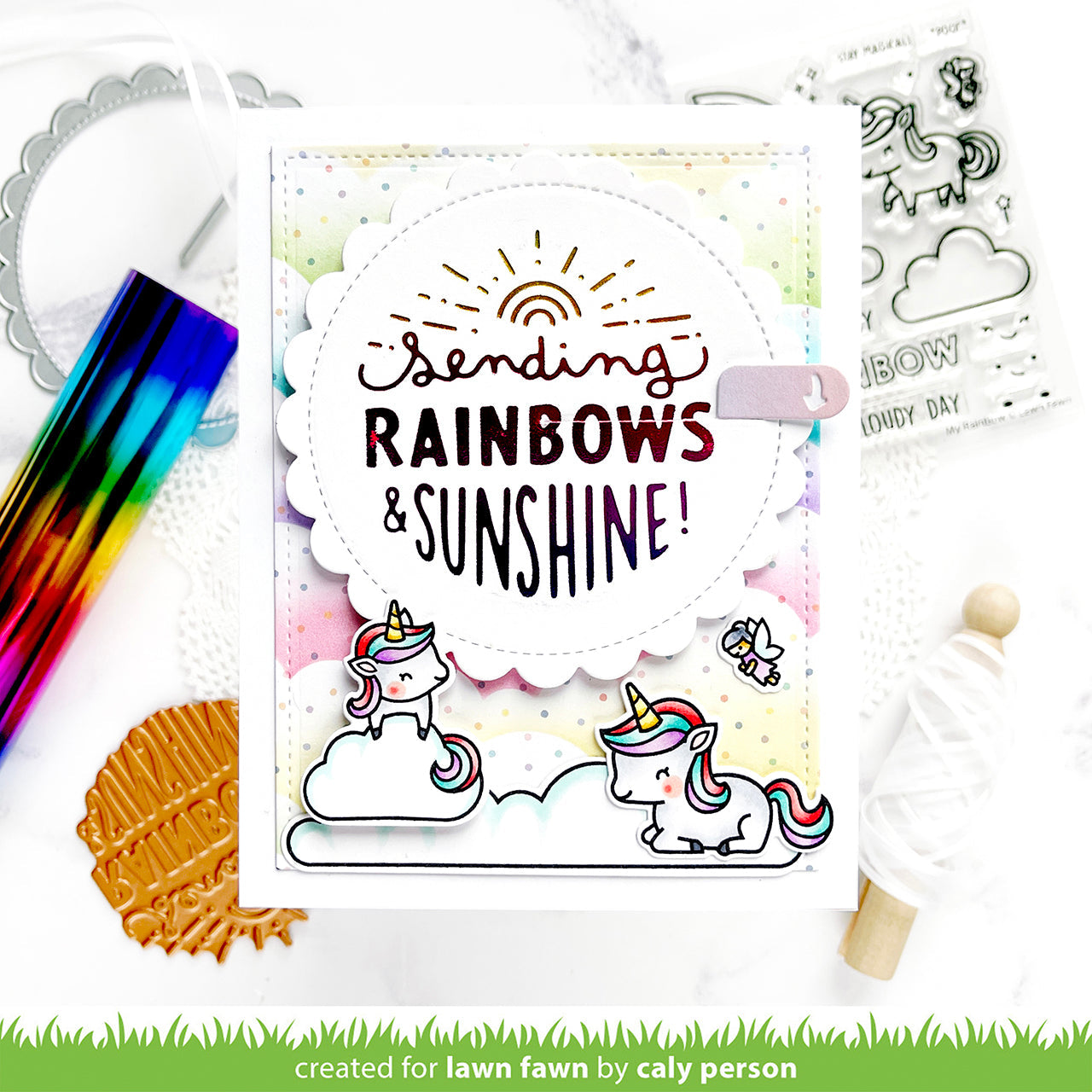 Lawn Fawn - Foiled Sentiments: Sending Rainbows