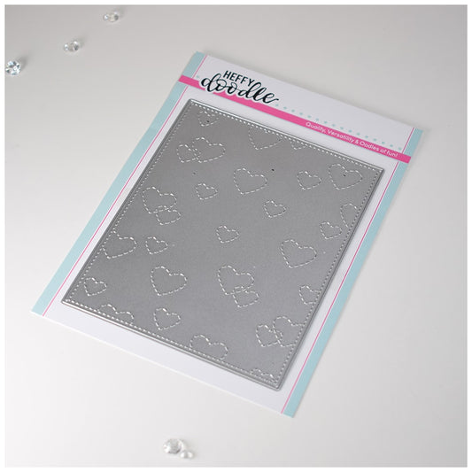 Heffy Doodle - Stitched Hearts Background Die