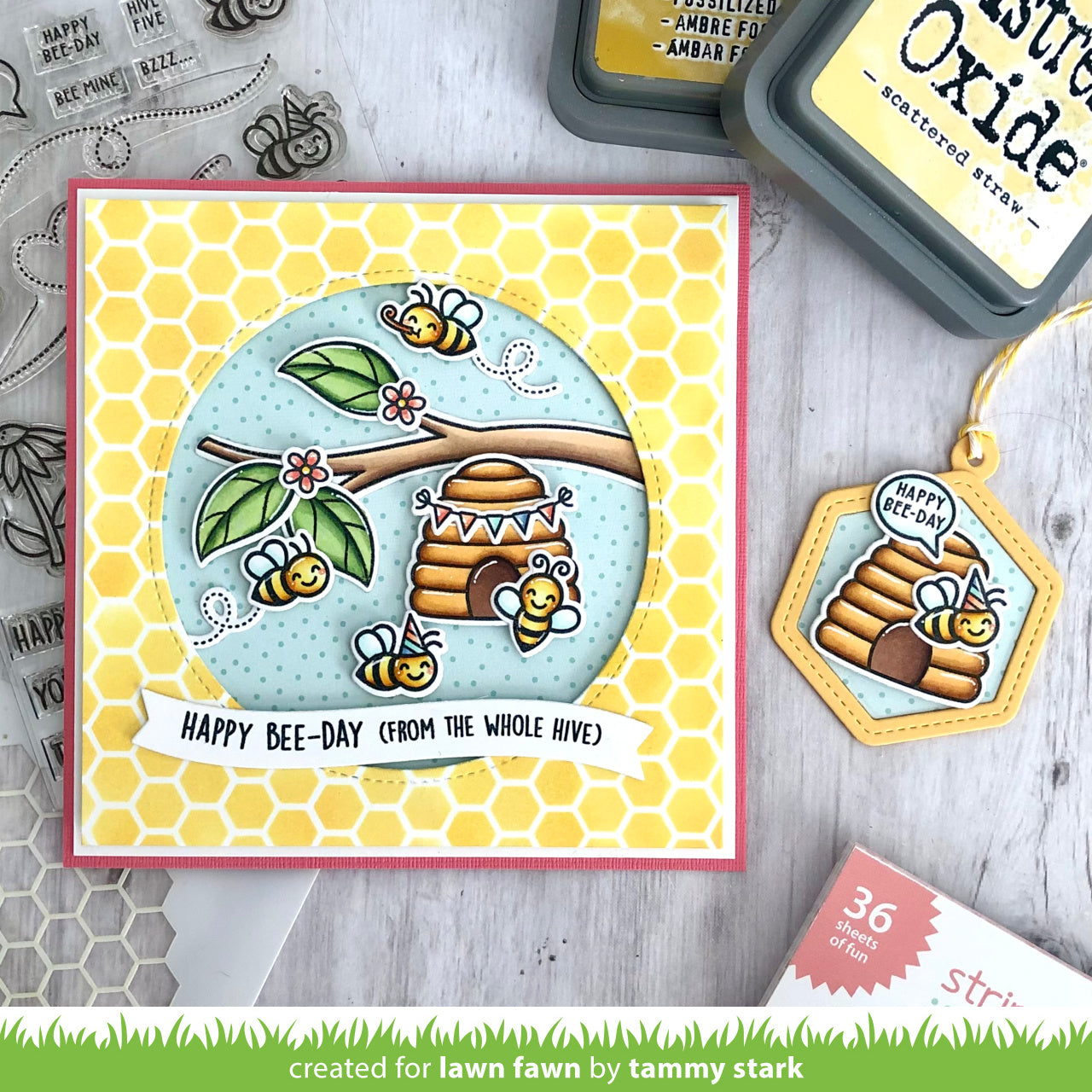 Lawn Fawn - Honeycomb Shaker Gift Tag