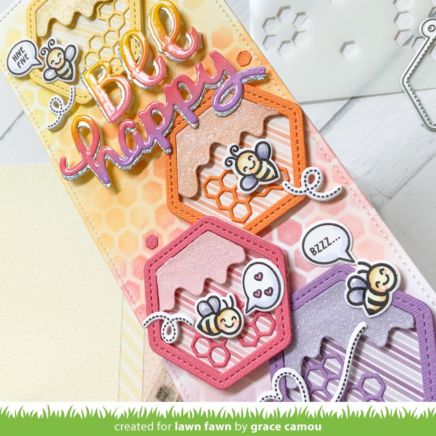 Lawn Fawn - Honeycomb Shaker Gift Tag