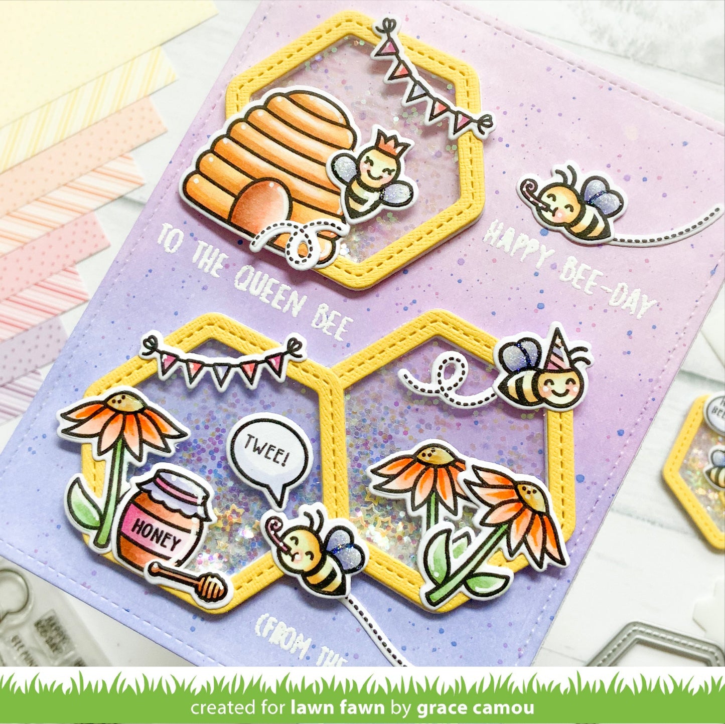 Lawn Fawn - Honeycomb Shaker Gift Tag